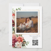 Rose Floral Eucalyptus QR Code Hochzeit Einladung (Rückseite)