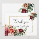 Rose Floral Eucalyptus Wedding Vielen Dank Dankeskarte (Vorne/Hinten)