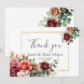Rose Floral Eucalyptus Wedding Vielen Dank Dankeskarte (Vorne/Hinten)