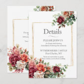 Rose Floral Eukalyptus Begleitkarte (Vorne/Hinten)