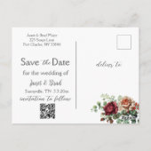 Rose Floral Eukalyptus Save the Date Foto Postkarte (Rückseite)