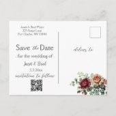 Rose Floral Eukalyptus Save the Date Foto Postkarte (Rückseite)