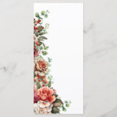 Rose Floral Eukalyptus Wedding Menu Menükarte (Rückseite)