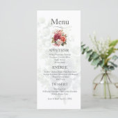Rose Floral Eukalyptus Wedding Menu Menükarte (Stehend Vorderseite)