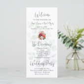 Rose Floral Eukalyptus Wedding Program (Stehend Vorderseite)