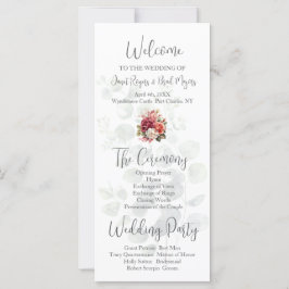 Rose Floral Eukalyptus Wedding Program