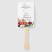 Rose Floral Eukalyptus Wedding Program Fächer (Vorderseite)