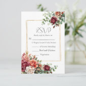 Rose Floral Eukalyptus Wedding RSVP Karte (Stehend Vorderseite)