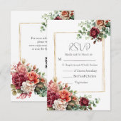 Rose Floral Eukalyptus Wedding RSVP Karte (Vorne/Hinten)