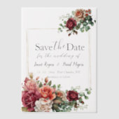 Rose floral Eukalyptus Wedding Save the Date Pergament Einladungen (Vorderseite)