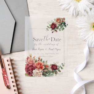 Rose floral Eukalyptus Wedding Save the Date Pergament Einladungen