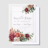 Rose floral Eukalyptus Wedding Save the Date Pergament Einladungen (Versetzt)
