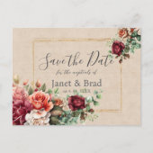 Rose floral Eukalyptus Wedding Save the Date Postkarte (Vorderseite)