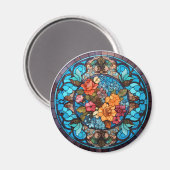 Rose Floral Faux Stained-Glass Magnet (Vorderseite/Rückseite)