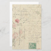 Rose Floral French Ephemera Stationery Briefpapier (Vorne/Hinten)
