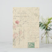 Rose Floral French Ephemera Stationery Briefpapier (Stehend Vorderseite)