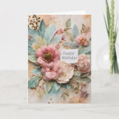 Rose Floral Geburtskarte Karte (Vorderseite)