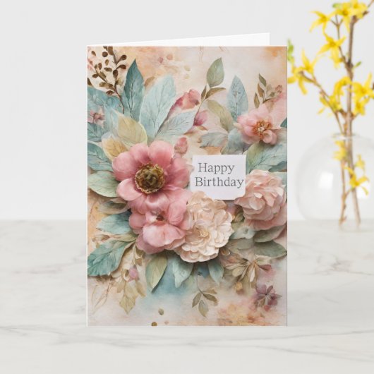 Rose Floral Geburtskarte Karte (Gelbe Blume)