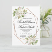 Rose Floral Geometric Bridal Dusche Einladung (Stehend Vorderseite)