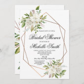 Rose Floral Geometric Bridal Dusche Einladung (Vorne/Hinten)