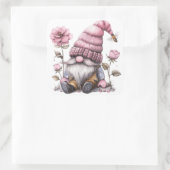 Rose Floral Gnome Quadratischer Aufkleber (Tasche)