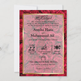 Rose Floral Gold bildet einen Rahmen für islamisch Einladung
