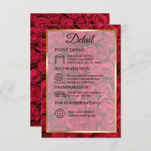 Rose Floral Gold Islamische Hochzeit Detail (Vorne/Hinten)