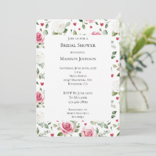 Rose Floral Hearts Brautparty Einladung