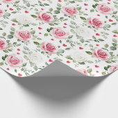 Rose Floral Hearts Brautparty Geschenkpapier (Ecke)