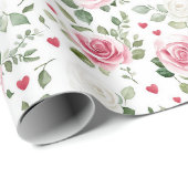 Rose Floral Hearts Brautparty Geschenkpapier (Rolleneckpunkt)