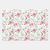 Rose Floral Hearts Brautparty Geschenkpapier Set (Vorderseite)