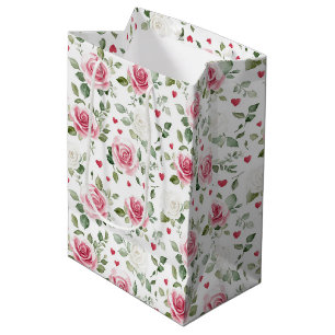 Rose Floral Hearts Brautparty Mittlere Geschenktüte
