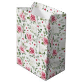 Rose Floral Hearts Brautparty Mittlere Geschenktüte (Rückseite Schrägansicht)