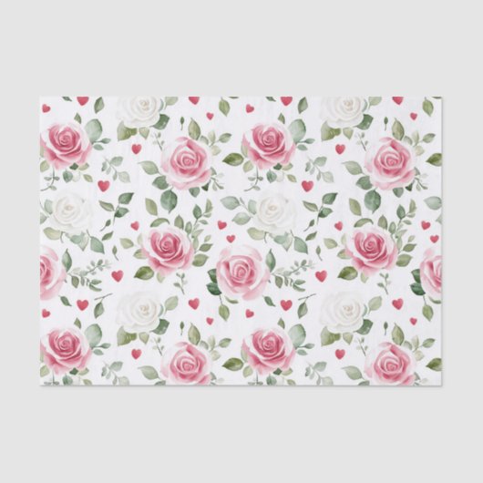 Rose Floral Hearts Brautparty Seidenpapier (Vorderseite)