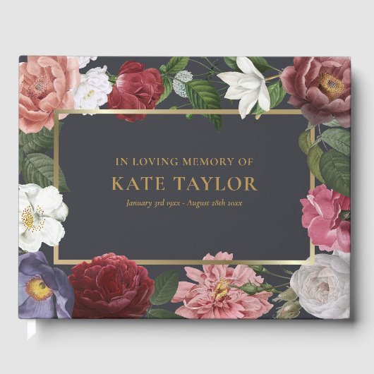 Rose floral in Love Memory Funeral Gästebuch (Vorderseite)