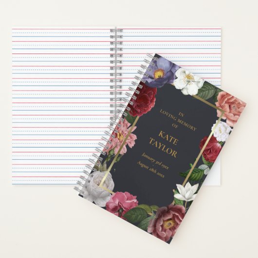 Rose floral in Love Memory Funeral Gästebuch Notizblock (Innen)