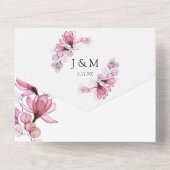 Rose Floral Monogram QR Code Hochzeit All In One Einladung (Rückseite)
