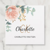 Rose floral monogramm Geschäft QR Geschenkanhänger (Vorderseite)