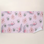 Rose Floral Pastel Strandtuch (Vorderseite)