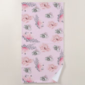 Rose Floral Pastel Strandtuch (Vorderseite)