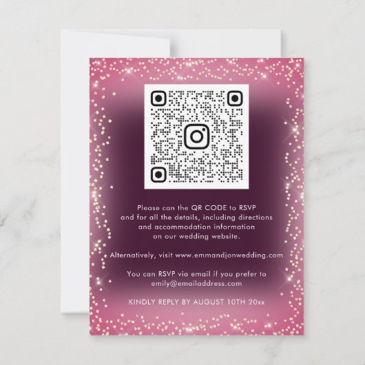 Rose Floral QR Code Burgundy Gold Marsala (Rückseite)