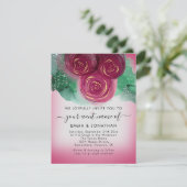 Rose Floral QR Code Burgundy Grau Pink (Stehend Vorderseite)