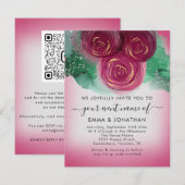 Rose Floral QR Code Burgundy Grau Pink (Vorne/Hinten)