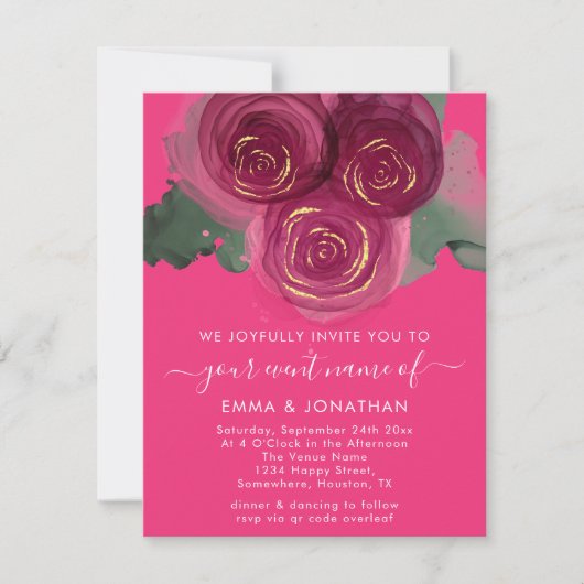 Rose Floral QR Code Burgundy Marsala Candy (Vorderseite)