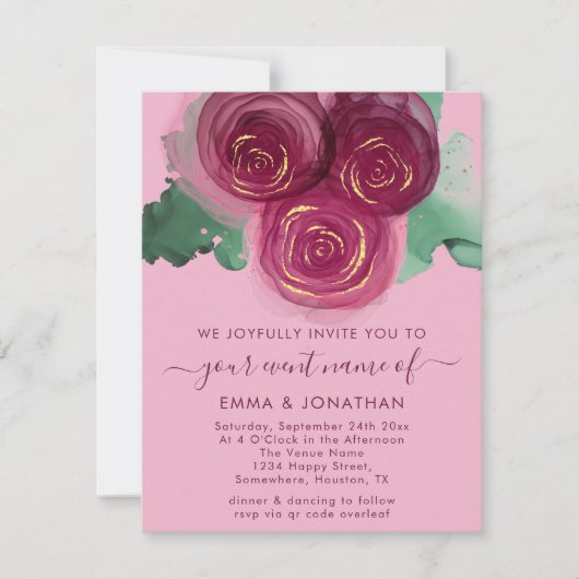 Rose Floral QR Code Burgundy Marsala Pink (Vorderseite)