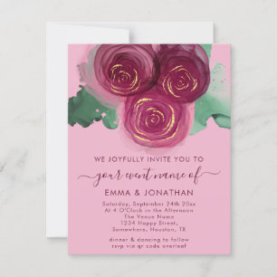 Rose Floral QR Code Burgundy Marsala Pink