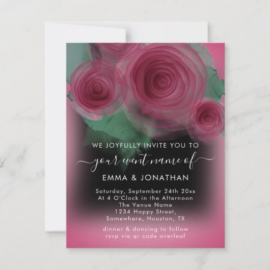 Rose Floral QR Code Marsala Beet Black (Vorderseite)