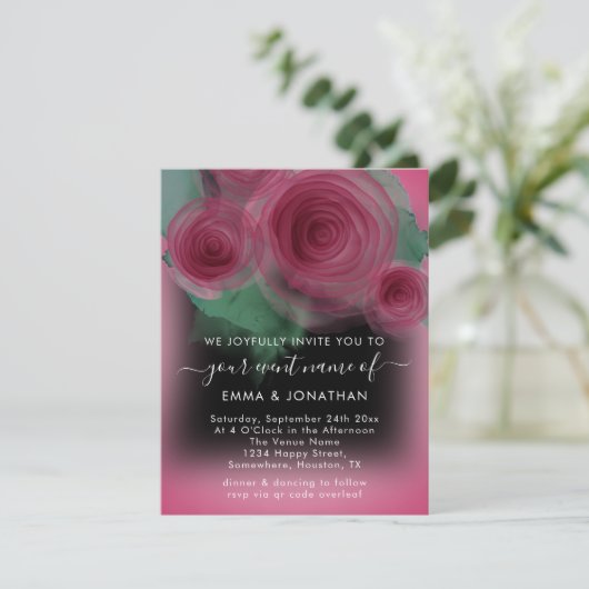 Rose Floral QR Code Marsala Beet Black (Stehend Vorderseite)