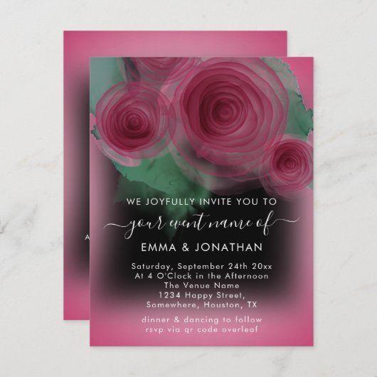 Rose Floral QR Code Marsala Beet Black (Vorne/Hinten)