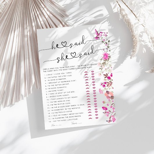 Rose Floral sagte er, sie sagte Brautparty Game